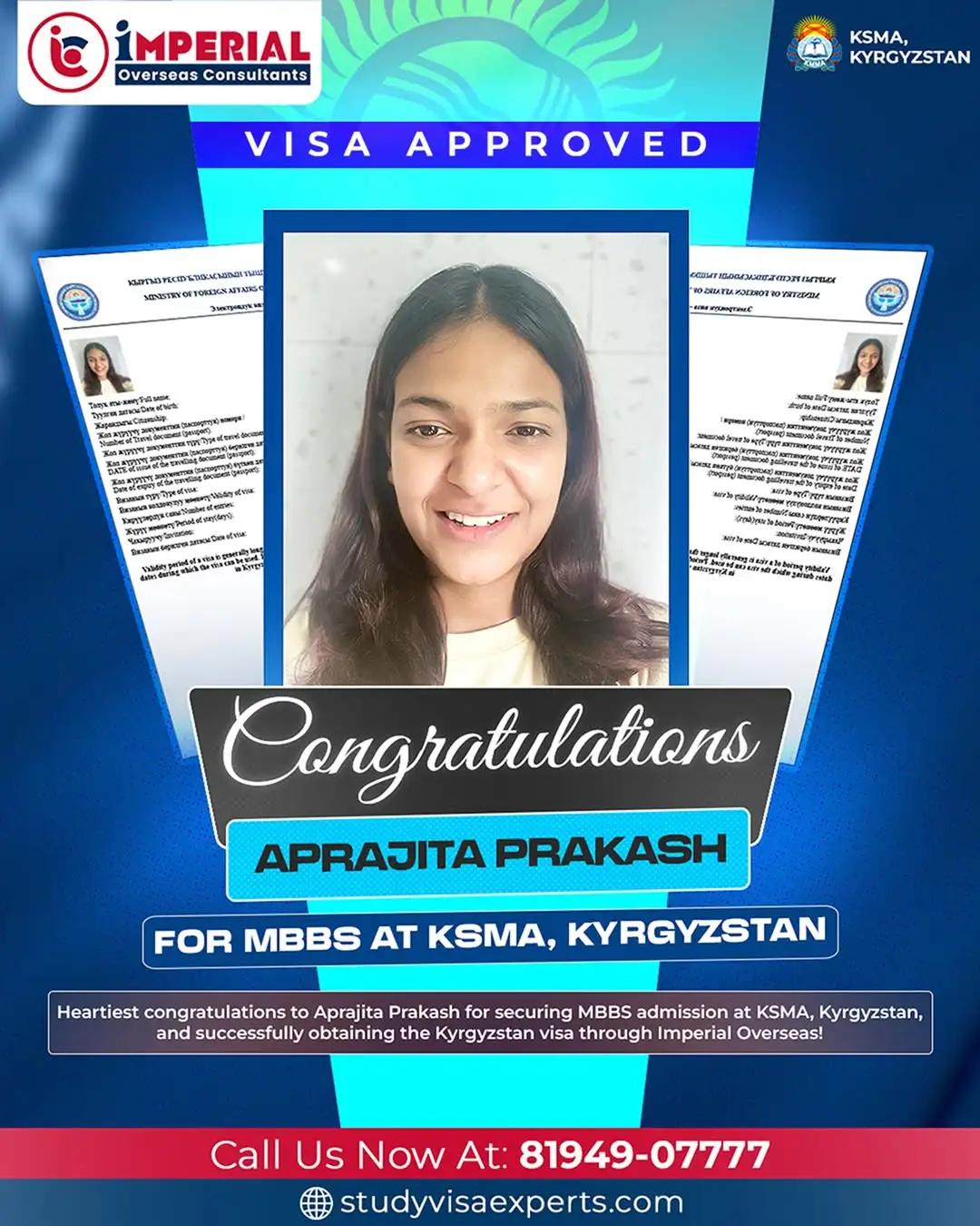Aprajita Prakash - MBBS Visa Kyrgyzstan