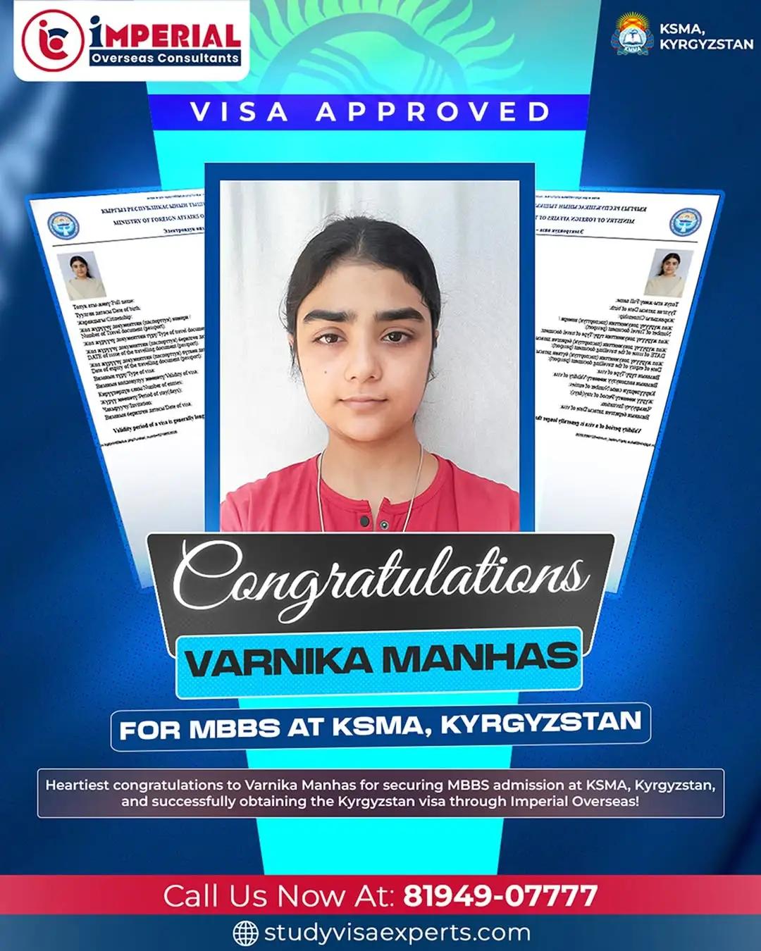 Varnika Manhas - MBBS Visa Kyrgyzstan