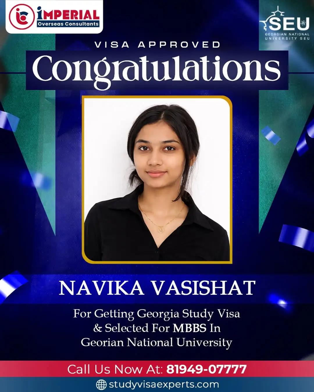 Navika Vasishat - MBBS Visa Georgia