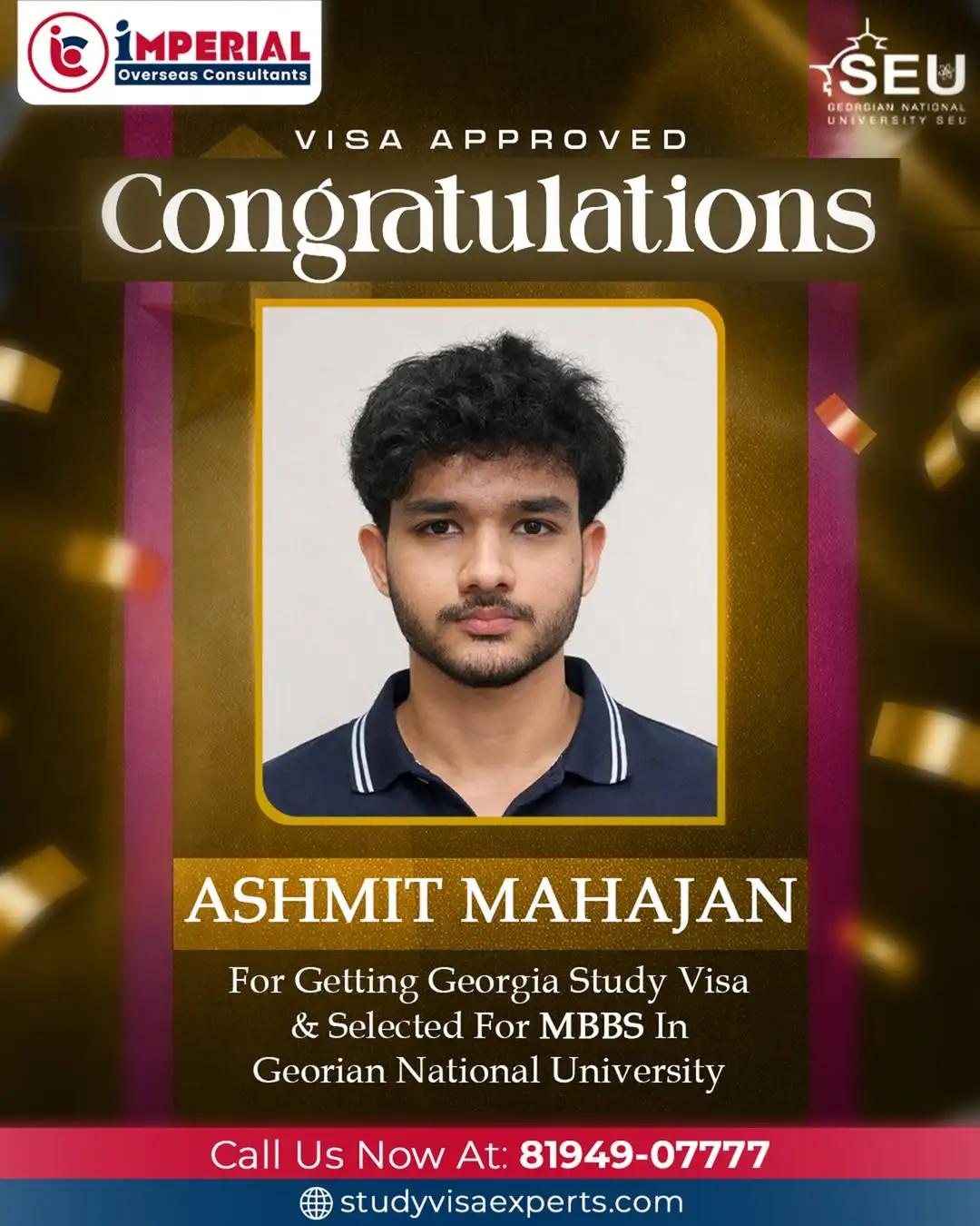 Ashmit Mahajan - MBBS Visa Georgia