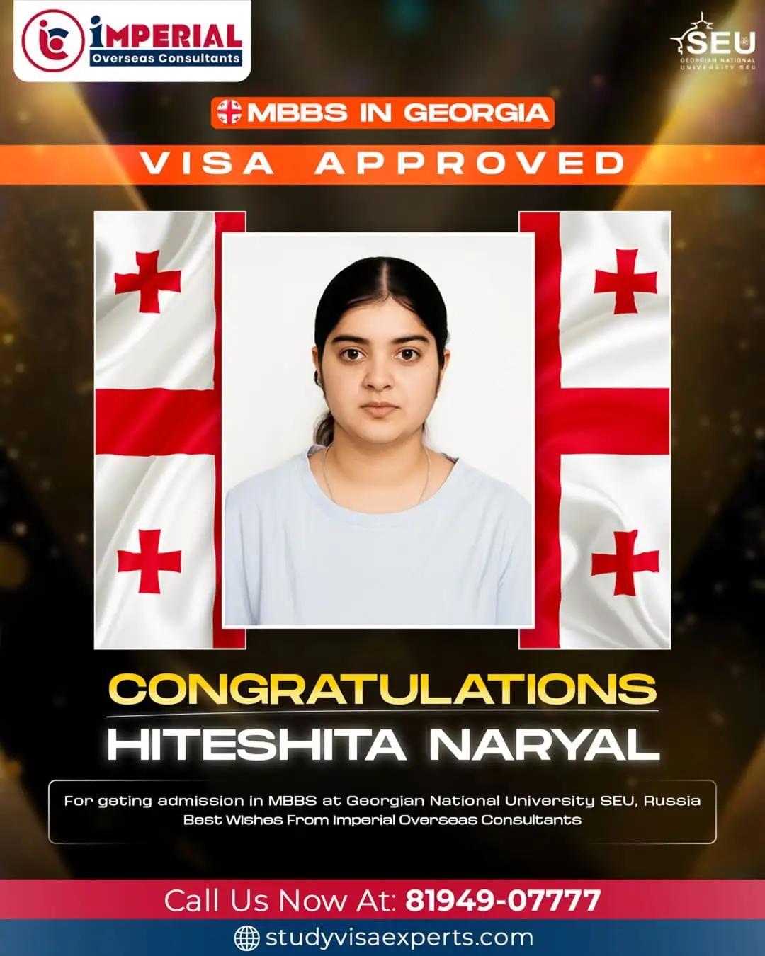 Hiteshita Naryal - MBBS Visa Georgia
